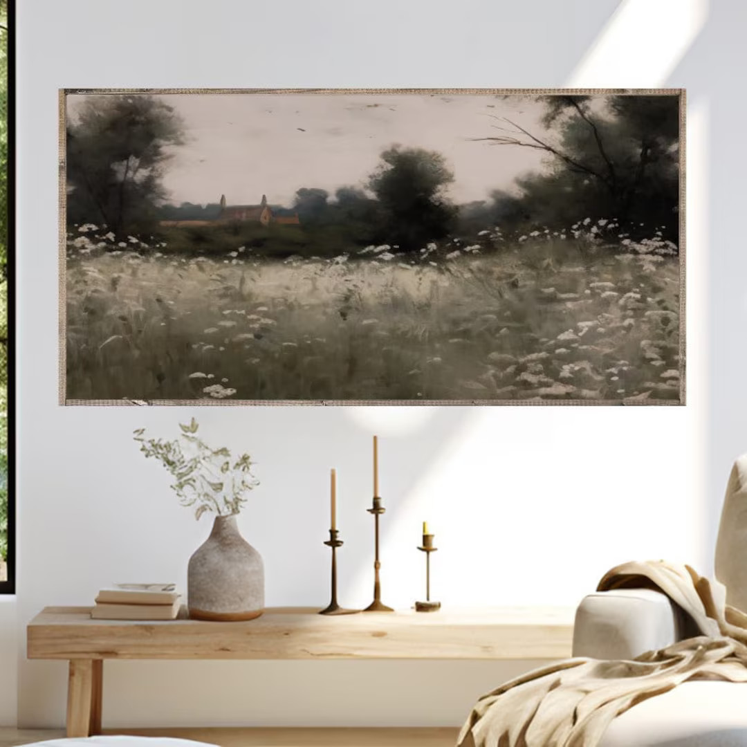 Moody Field of Lace Canvas Printed Sign - Etsy | Etsy (US)