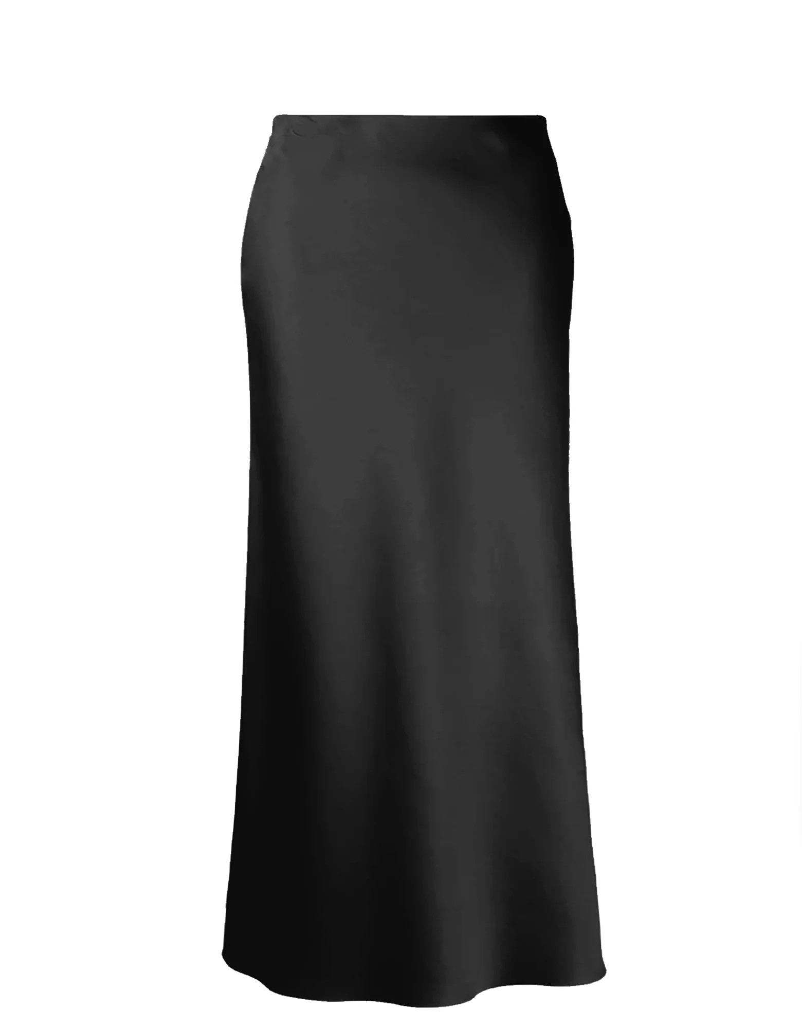 Eudora Easy Satin Maxi Bias Skirt- Black | BAACAL Limited, LLC