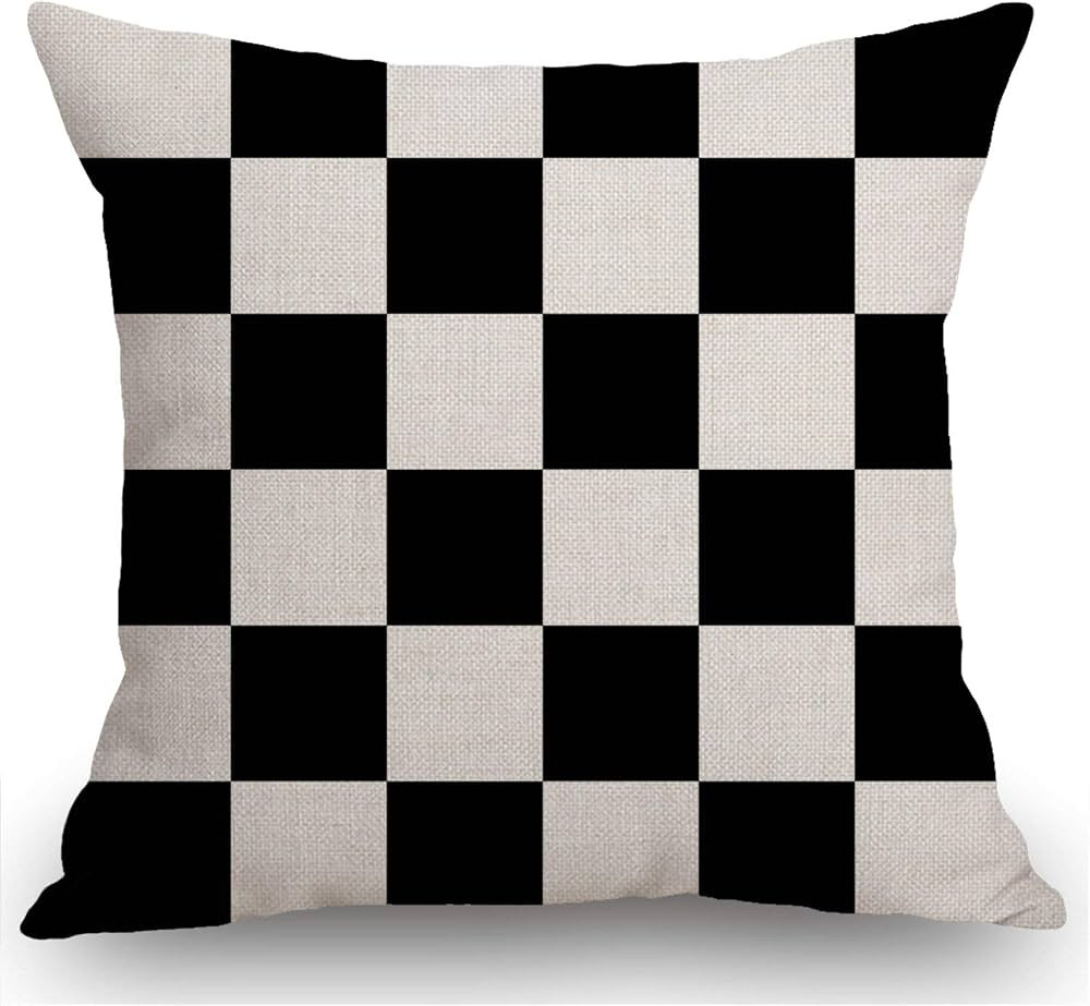 Swono Black and White Art Design Checkered Rustic Farmhouse Style Decorative Throw Pillow Cover C... | Amazon (US)