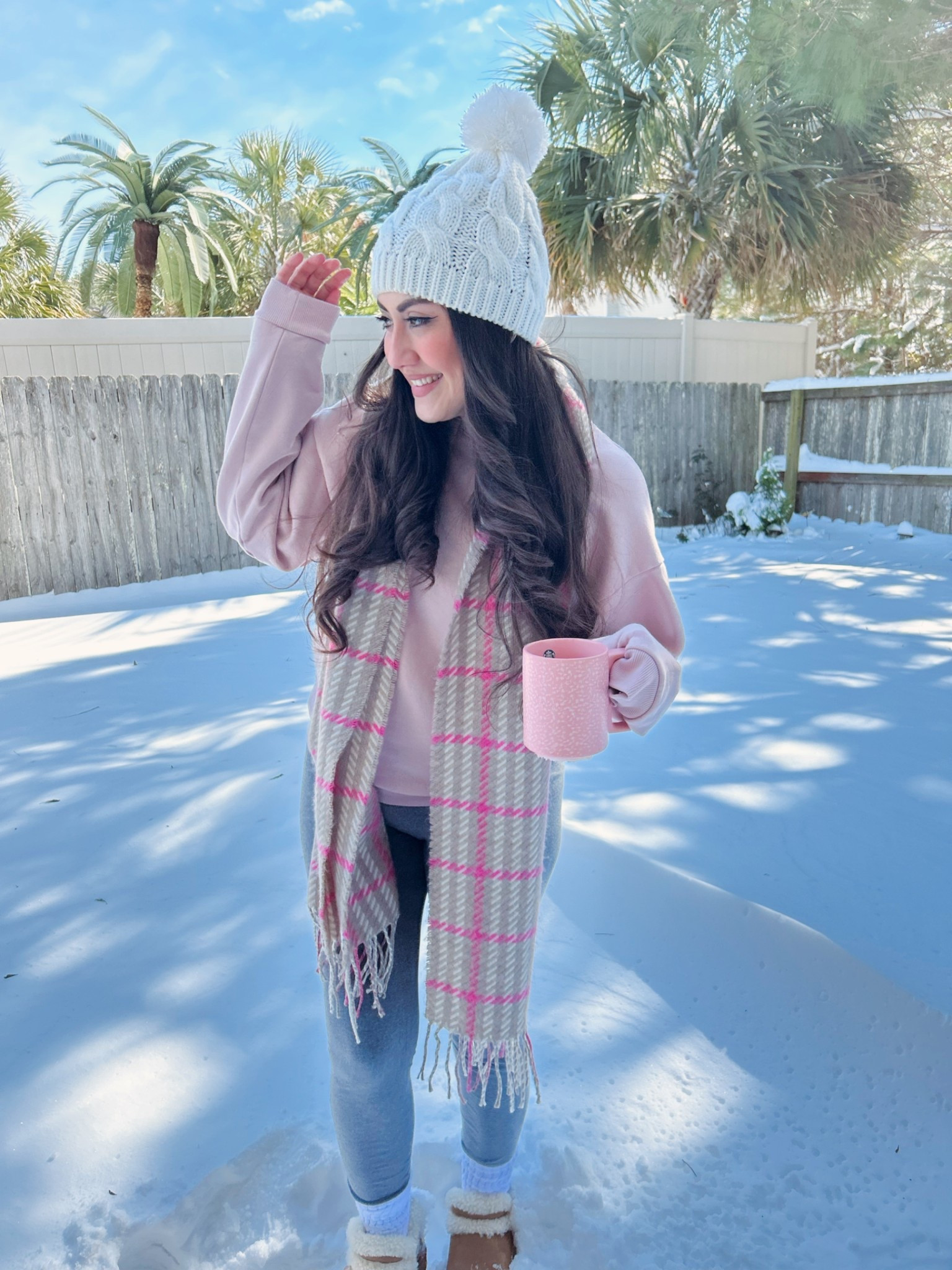 Pink Alo sweater
Pink scarf
Winter outfit
Uggs with Sherpa lining

#LTKootd #LTKSeasonal