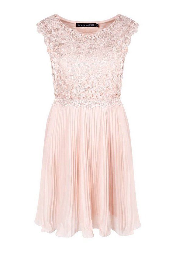 Boutique Corded Lace Pleated Skater Dress | Boohoo.com (US & CA)