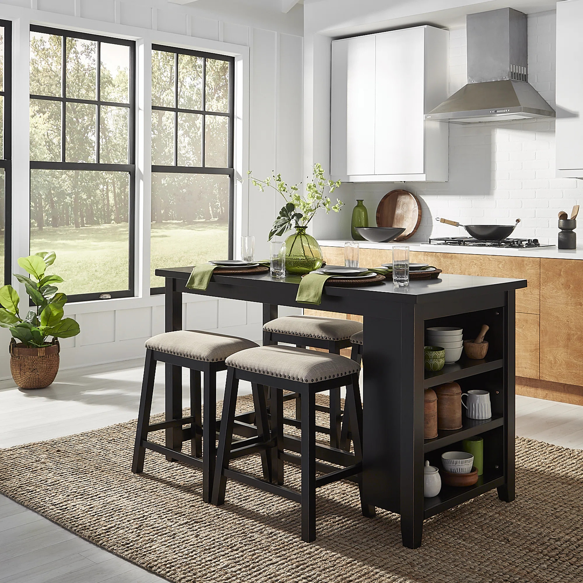 Latour Counter Height Dining Table Set w/ Upholstered Stools | Wayfair North America
