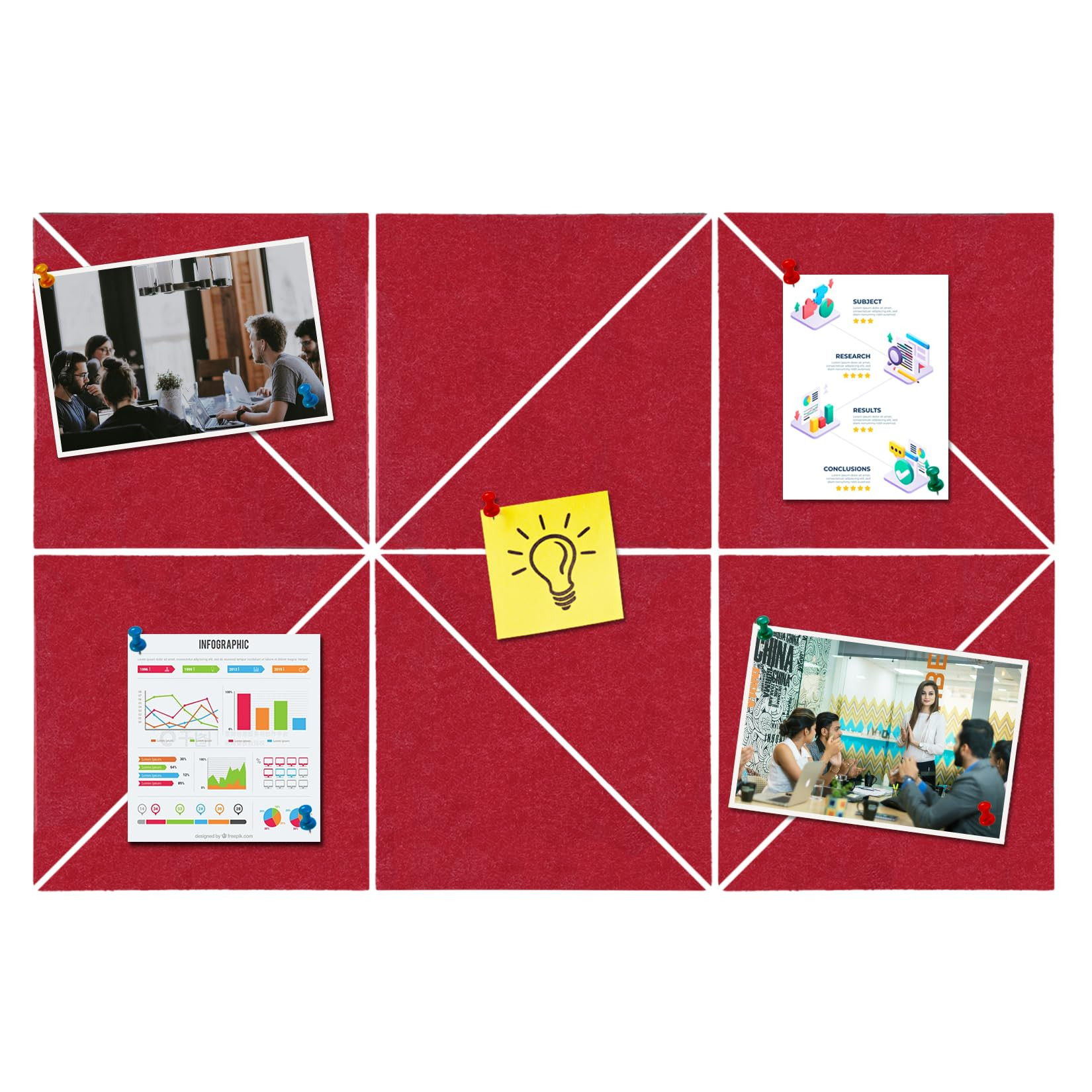 Large Triangle Felt Cork Board Tiles, Self Adhesive DIY Felt Bulletin Board Pin Board with 35 Pus... | Amazon (US)