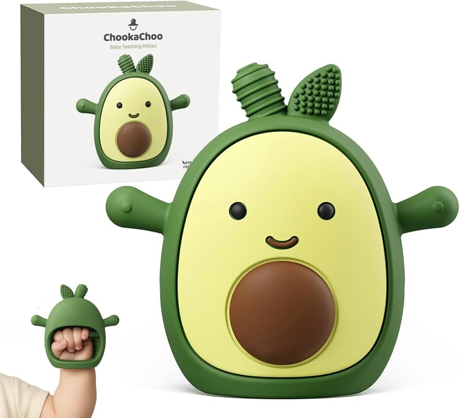 Baby Teething Toy Silicone Avocado Teething Mitten for Babies Over 3 Months Anti Dropping Wrist H... | Amazon (US)