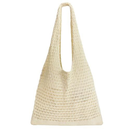 SUOSDEY Crochet Mesh Beach Tote Bag, Knit Summer Vacation Aesthetic Boho Tote Bag for Women | Amazon (US)