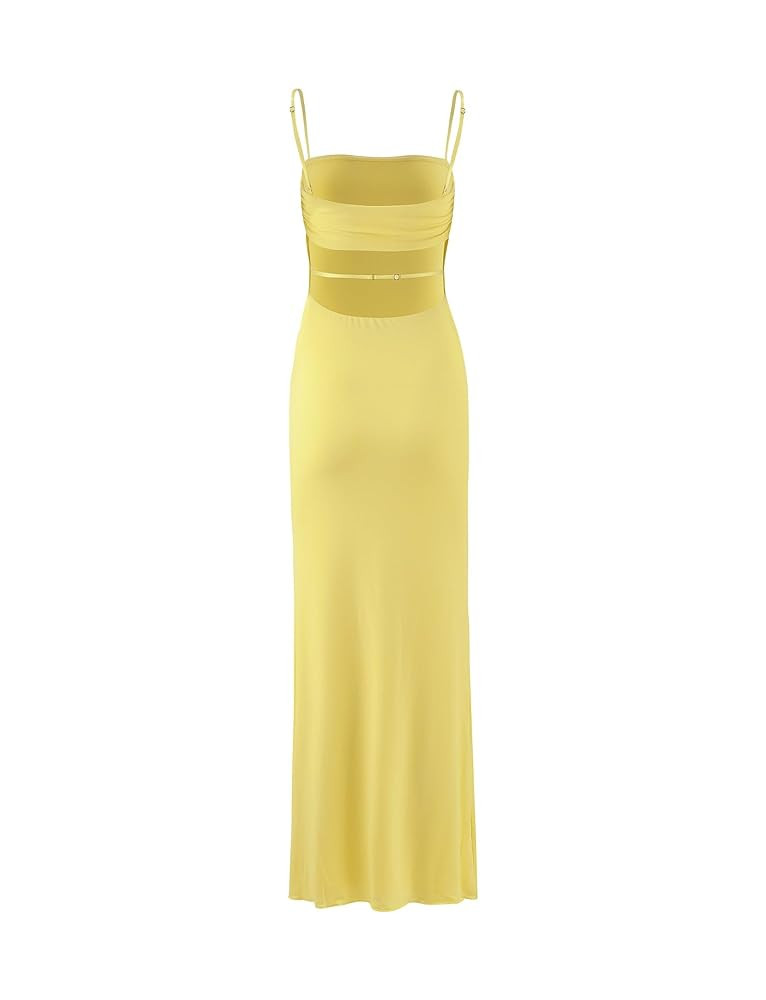 Women's Cutout Backless Maxi Dress Sexy Sleeveless Tight Slip Spaghetti Strap Long Dresses | Amazon (US)