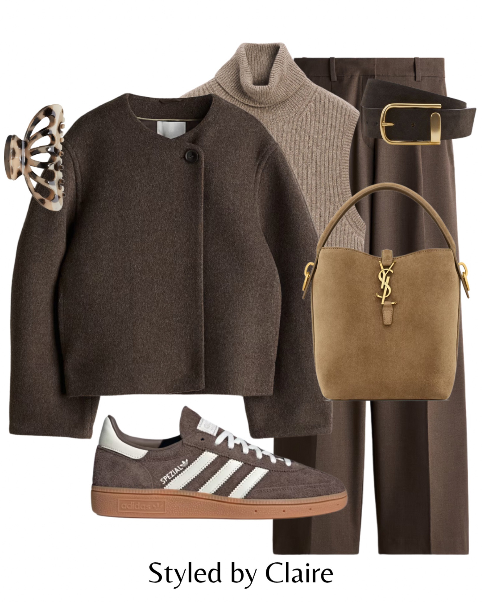 A Brown Outfit🐻
Tags: wool oversized coat H&M turtleneck top tailored trousers suede bag belt Adidas Spezial neutral trainers YSL hair claw Reiss Massimo dutti. Fashion autumn winter inspo outfit ideas casual street style chic women’s everyday brunch shopping city break comfy trending capsule wardrobe essentials

#LTKshoes #LTKautumn #LTKstyletip