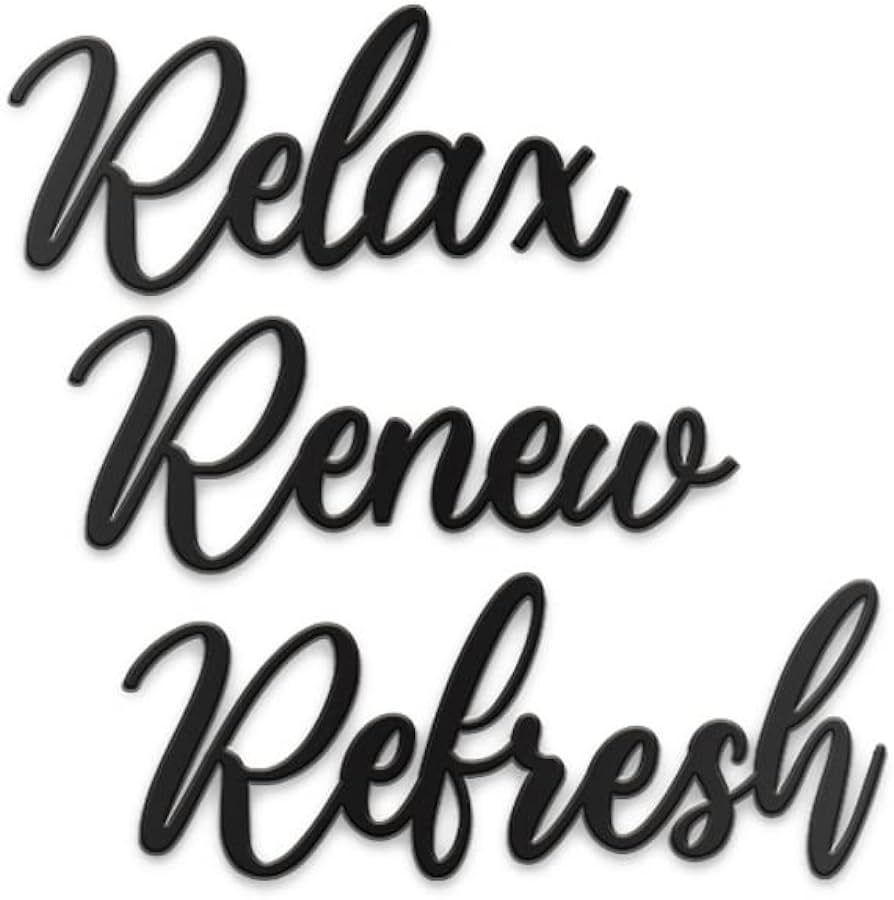 Vivegate Relax Renew Refresh Sign Metal Wall Decor - 20"X19" 3 PCS Black Modern Beautiful Relax R... | Amazon (US)