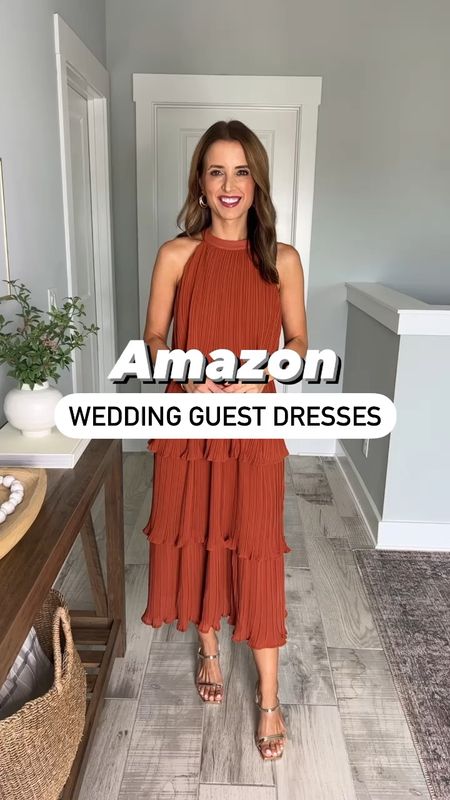 Wedding guest dresses. Amazon wedding guest dresses. Fall wedding guest dress. Fall dresses. Cocktail dresses. Fall dresses. Maternity dress (the first one is very bump friendly or postpartum friendly). Amazon gold heels (TTS and very comfy). 

I am 5’3, 110, 32B and wearing smallest size in each. 

#LTKtravel #LTKwedding #LTKparties