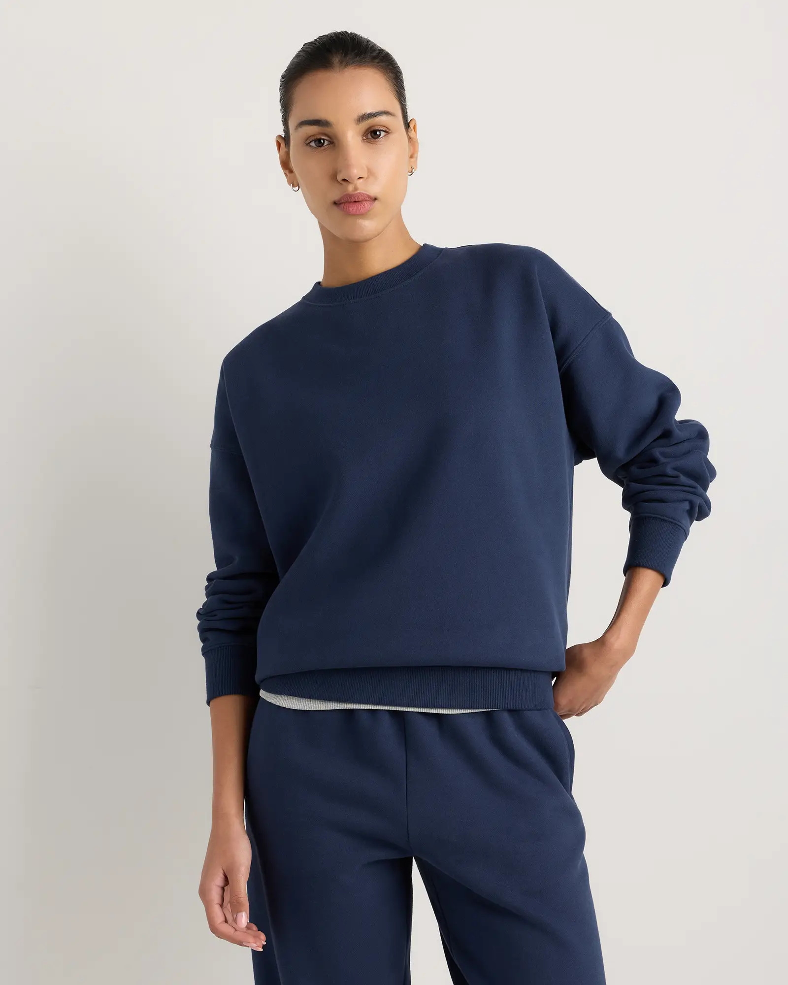 Everyday Fleece Crew in Light Heather Grey | Quince