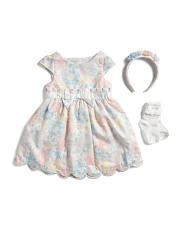 Toddler Girls Floral Dress With Matching Headband And Socks | TJ Maxx