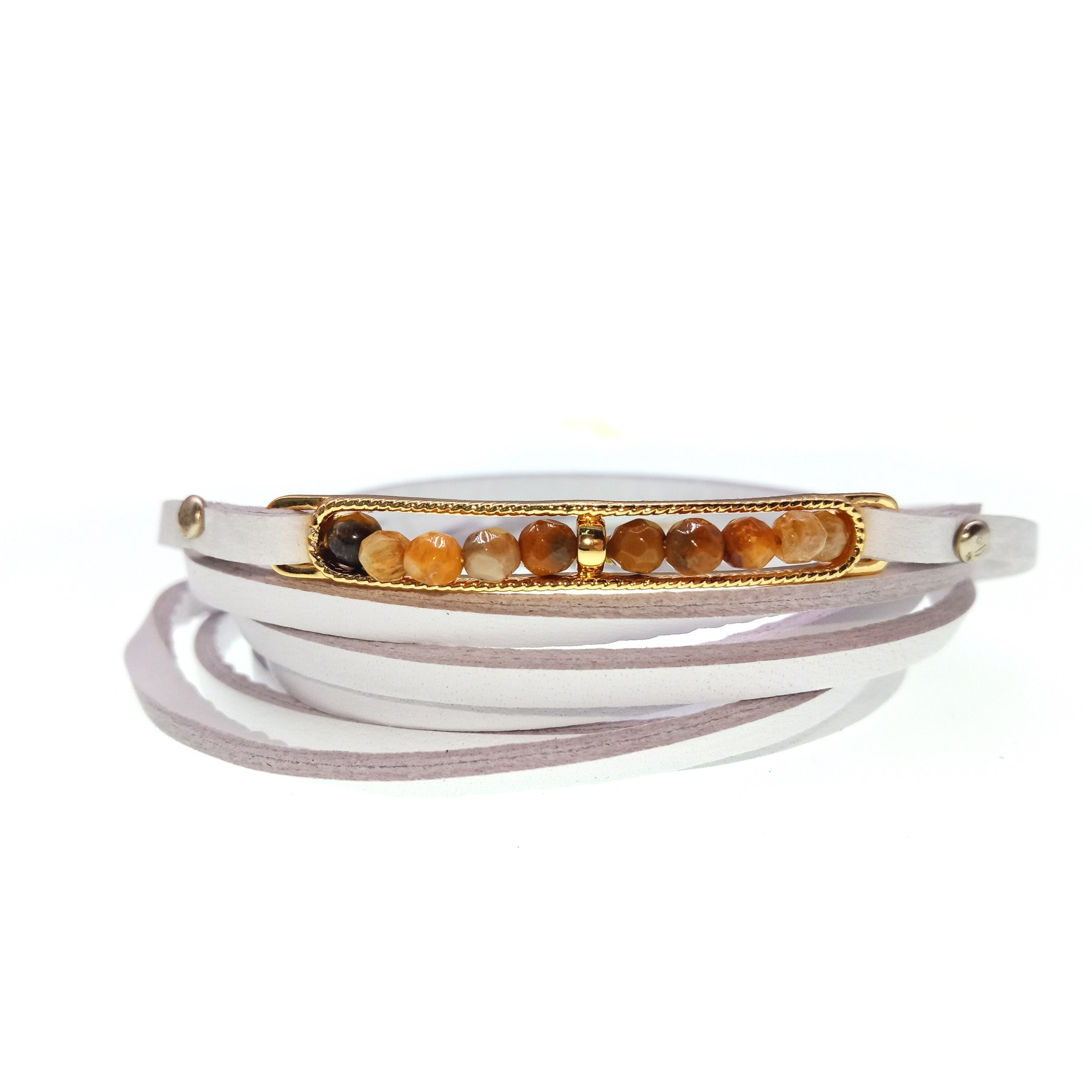 Agate and Gold Multi Wrap on White | Victoria Emerson
