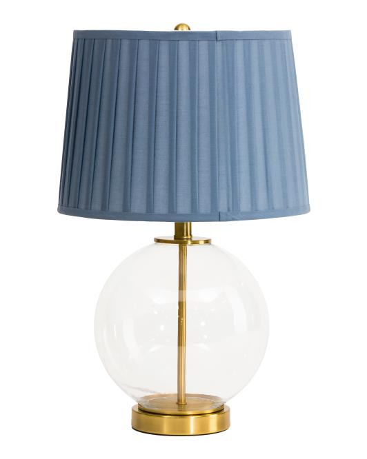 12x22.5 Glass Table Lamp With Pleated Shade | TJ Maxx