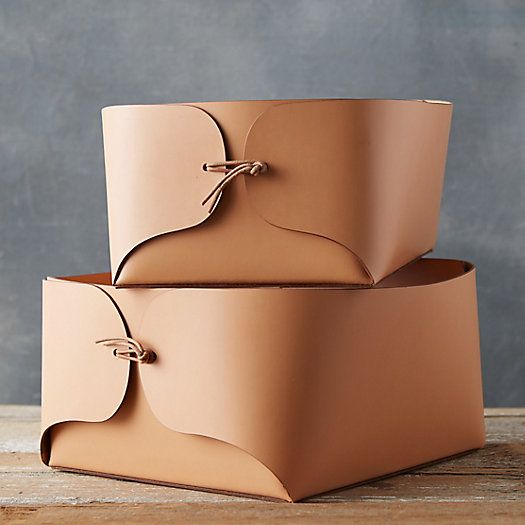 Folded Leather Basket | Terrain