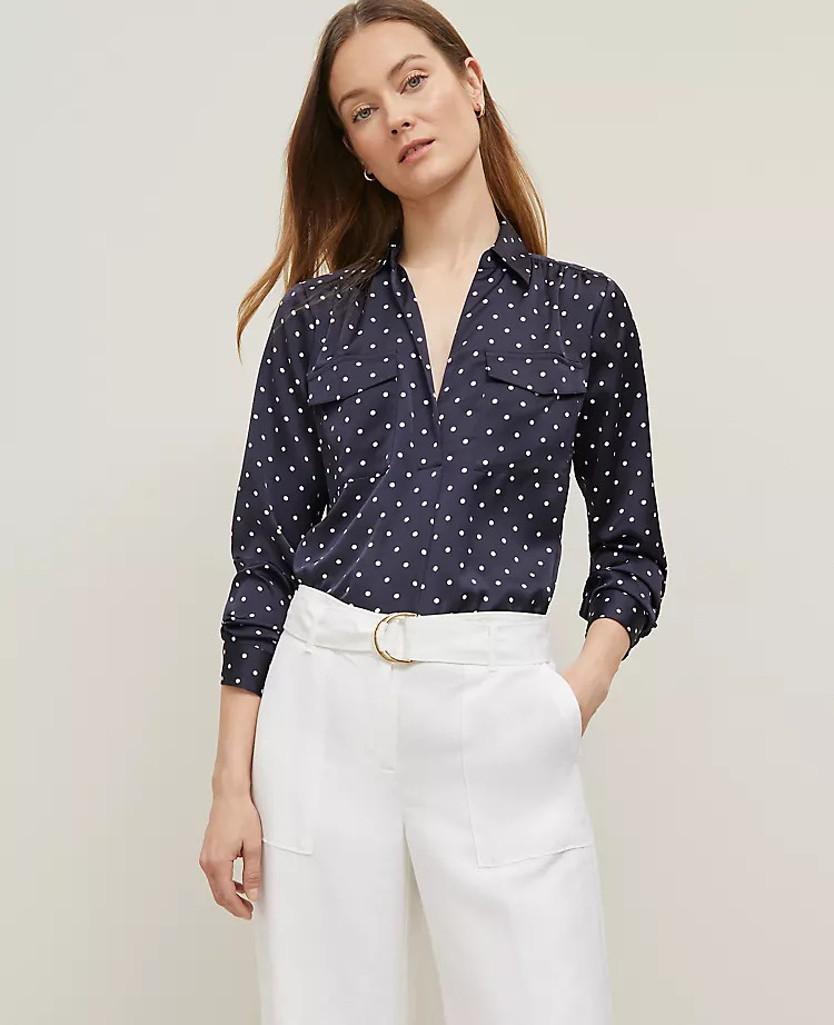 Dotted Camp Shirt | Ann Taylor