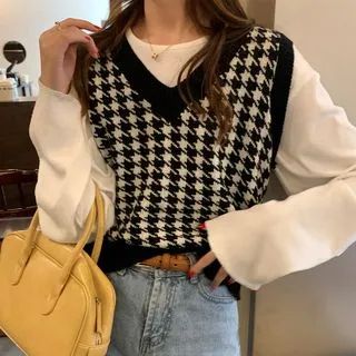 Houndstooth Sweater Vest | YesStyle Global