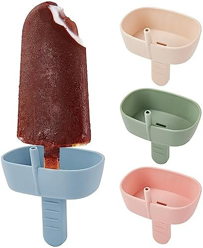 4Pack Drip-Free Silicone Popsicle Holders, AODISTUCE Popsicle Holder with Straw | with 2 Slots Fi... | Amazon (US)