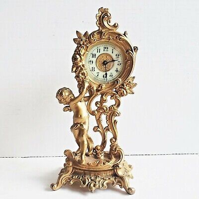 Antique ANSONIA GOLD GILD Cherub MANTEL CLOCK - RUNNING - Victorian - Vintage | eBay CA
