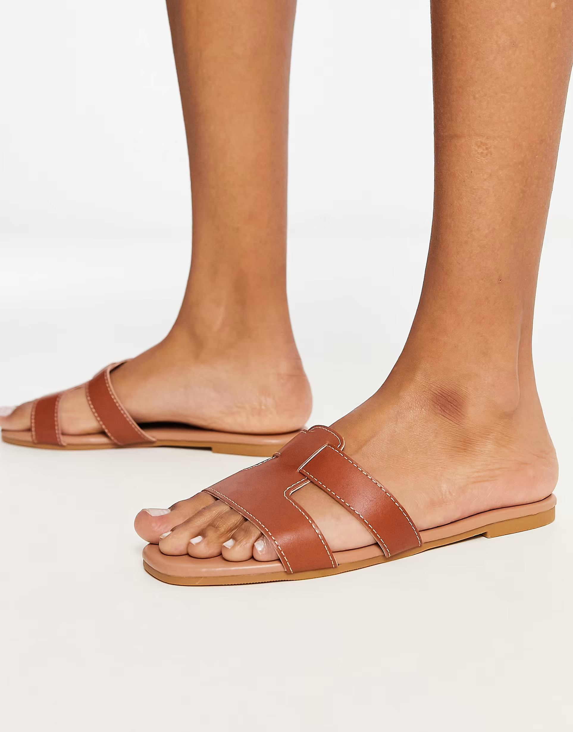 New Look sandal in tan with contrast stitch | ASOS (Global)