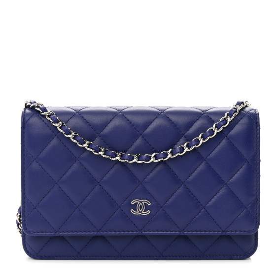 CHANEL Lambskin Quilted Wallet On Chain WOC Blue | FASHIONPHILE (US)