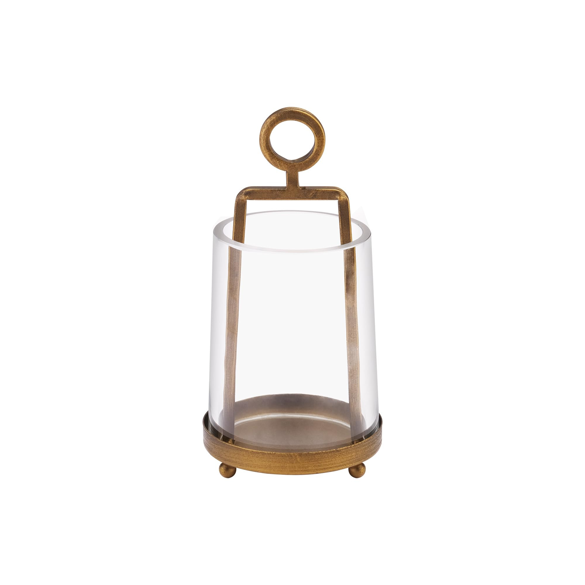 4“ Wide Modern Metal Hurricane Lantern with Handmade Sturdy Glass Sleeve in Brass for 2" Pillar... | Amazon (US)