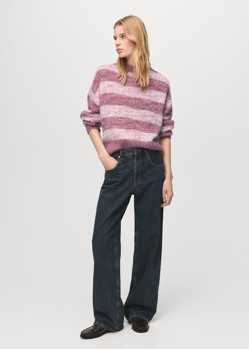 Oversized striped sweater pastel pink - Woman - S - MANGO | Mango (US/MX/AU)