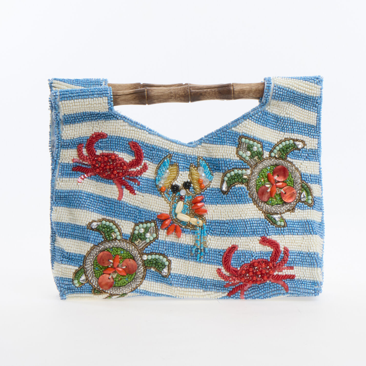 Blue & White Sealife Beaded Clutch Bag | TK Maxx