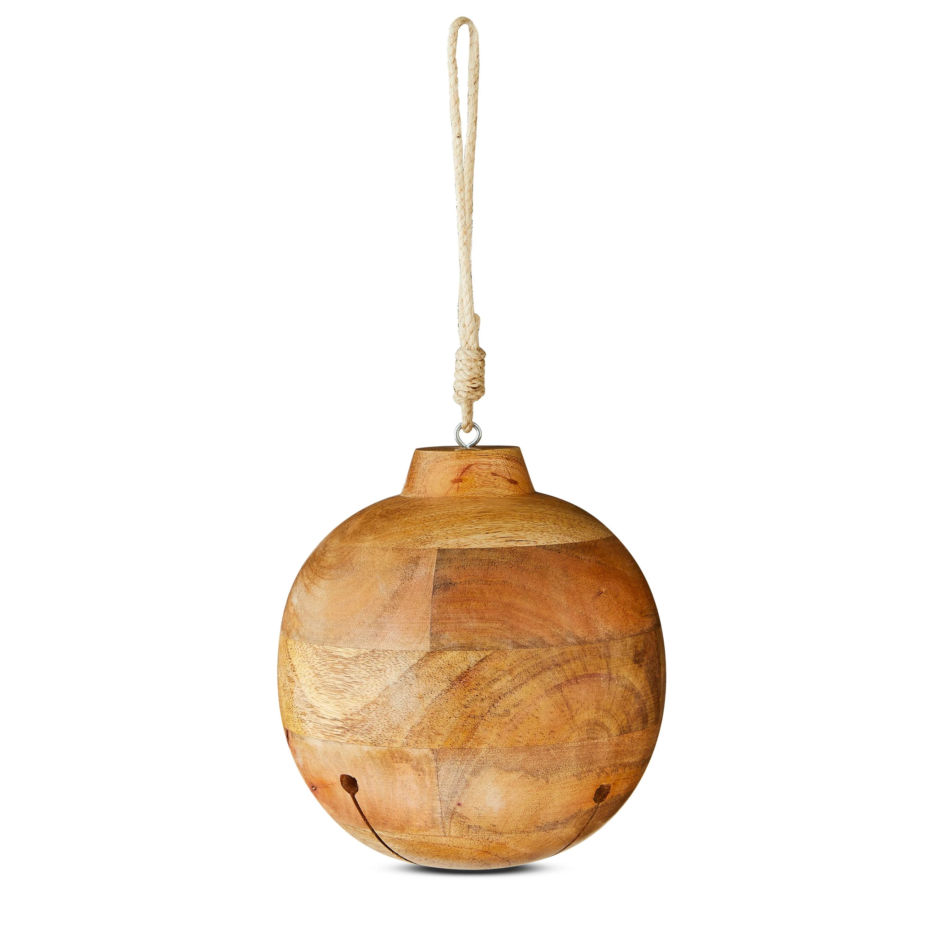 Wood Jingle Bell Christmas Hanging Décor in Natural Finish, 10 inch, My Texas House - Walmart.co... | Walmart (US)