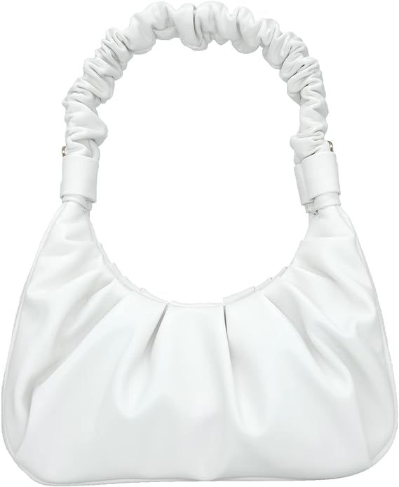 Small Shoulder Purse PU Leather Ruched Handbag Y2K 90s Clutch Shoulder Bag Trendy Crossbody Purse... | Amazon (US)
