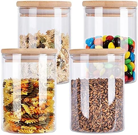 Amazon.com: 4 Pack Glass Storage Jars with Airtight Bamboo Lid, Aoeoe 29 OZ Glass Food Storage Ja... | Amazon (US)