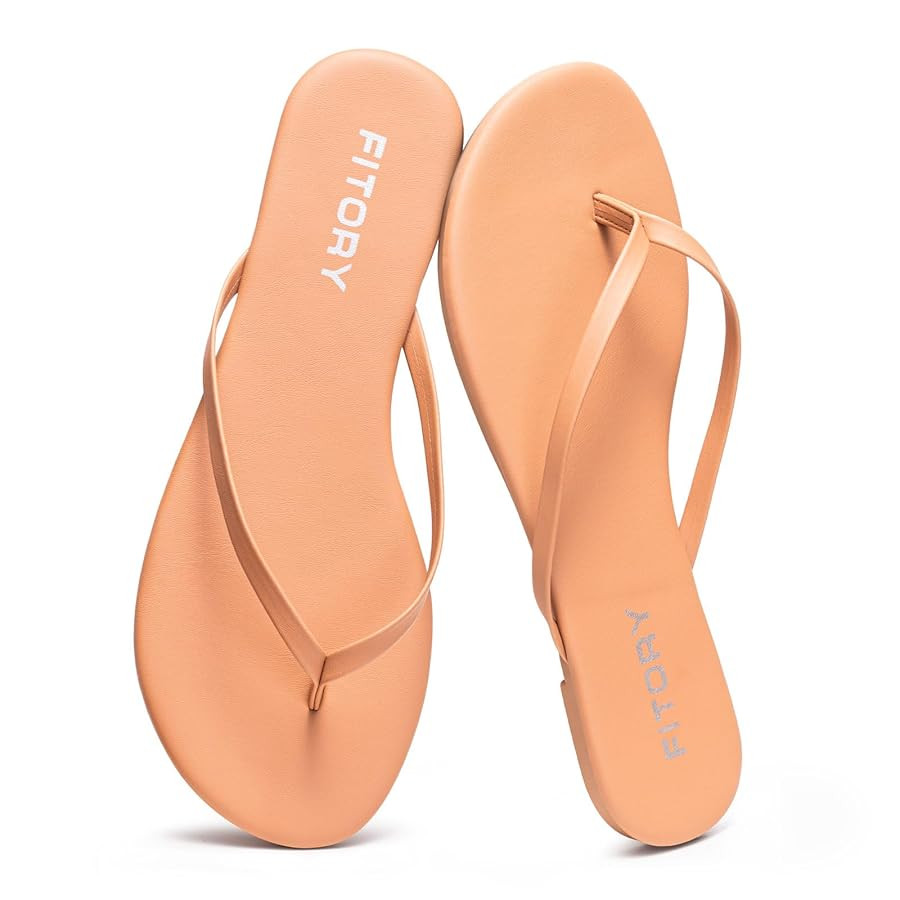 FITORY Women’s Flip Flops, Fashion Casual Thong Walking Slide with Vegan Leather, Comfortable S... | Amazon (US)