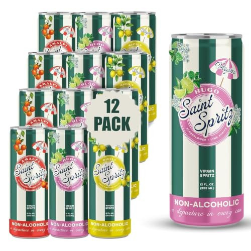 Saint Spritz Non Alcoholic Drink Variety Pack (12-Pack) | Italian Spritz Cans | Amalfi, Sicily & Hugo Flavors | Sparkling Mocktail Aperitif Sampler | Premium Non Alcoholic Wine | Amazon (US)