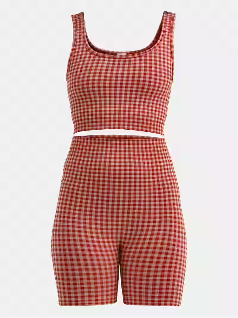 No Boundaries Seamless Cropped Tank Top & Bike Short, Women's | Walmart (US)