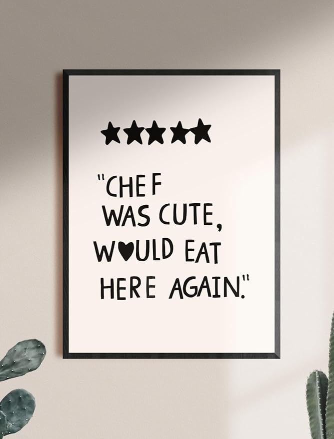 MINI ZOZI Kitchen Wall Art Decor 12X16 Canvas Trendy Large Chef Was Cute Would Eat Here Again Pos... | Amazon (US)