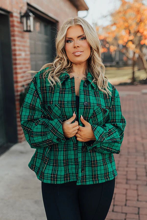 Evergreen State Of Mind Plaid Jacket In Green Curves | Impressions Online Boutique