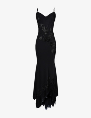 Anastelle Hand-Beaded Satin Maxi Dress | Selfridges