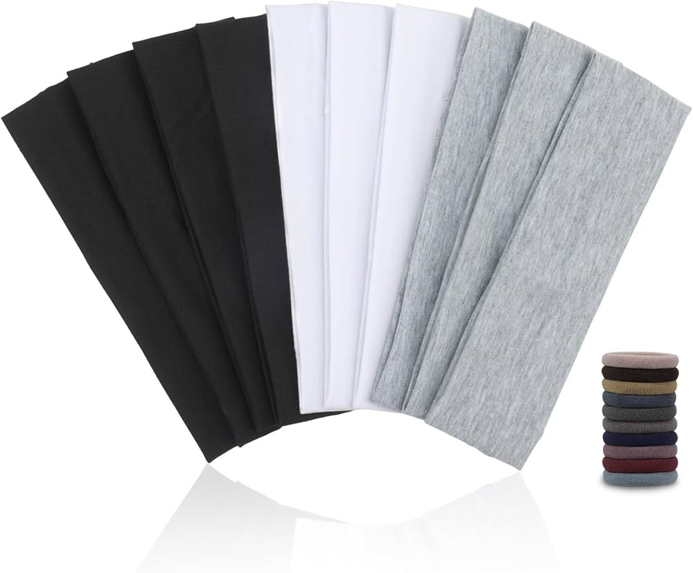 Headbands for Women 10pcs Non-Slip Headbands,3 Colors Fashion Headbands,Soft Cotton Elastic Headb... | Amazon (US)