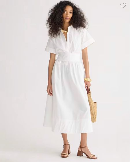 Classic look white dress.  Spring outfit, summer outfit, midi dress 

#LTKSeasonal #LTKworkwear #LTKover40