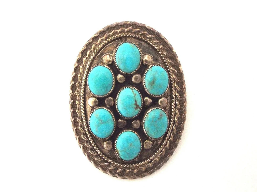 Navajo Turquoise Mens Bolo Tie Clip By Leland Pykitem Navajo Silver | Etsy (US)