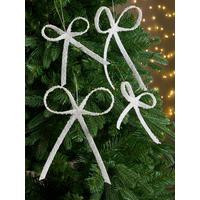 The Christmas Gift Co Set of 4 Pretty Beaded Delicate Bow Christmas Tree Decorations | Very (UK)