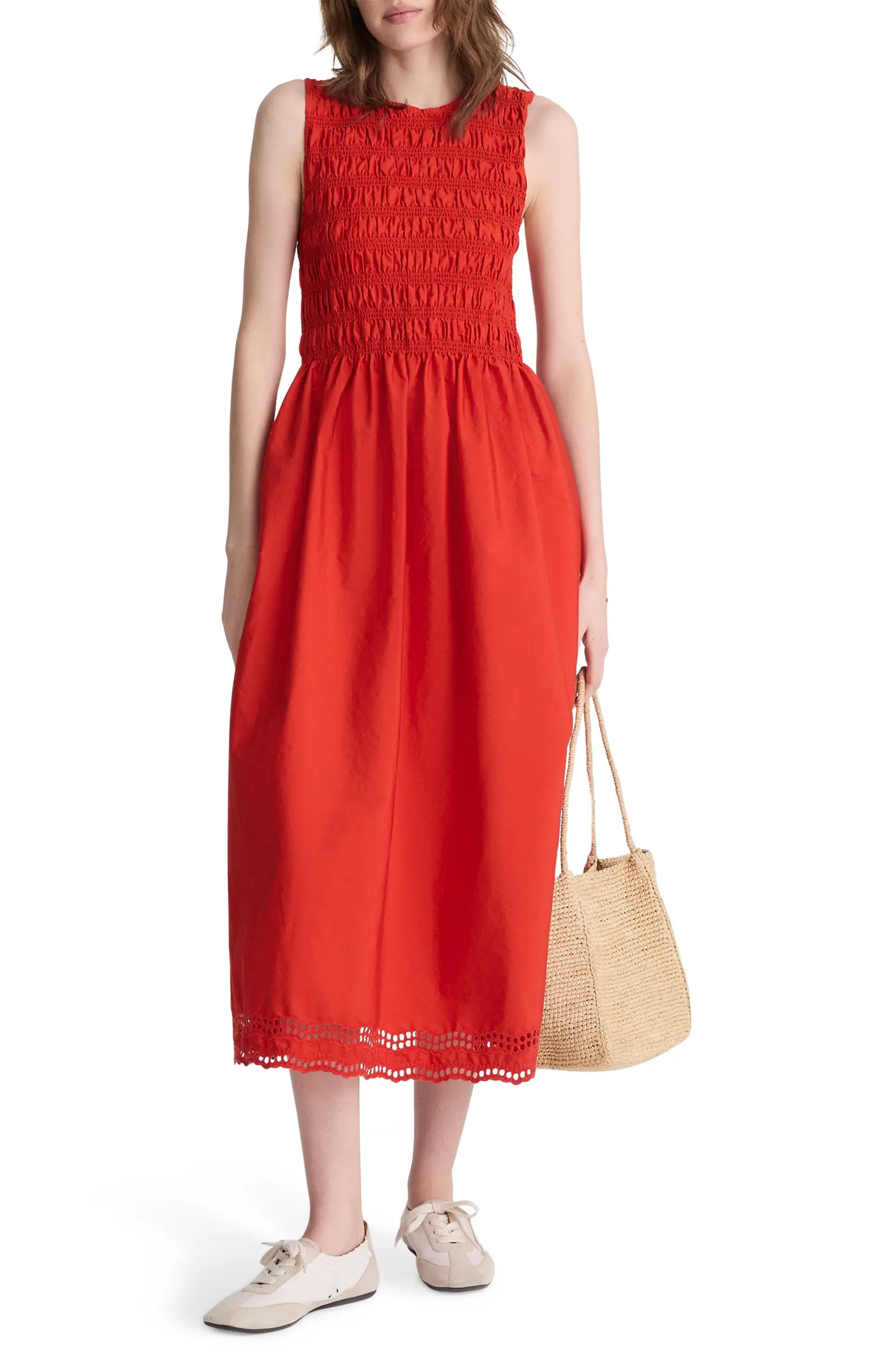 The Embroidered Melody Smocked Midi Dress | Nordstrom