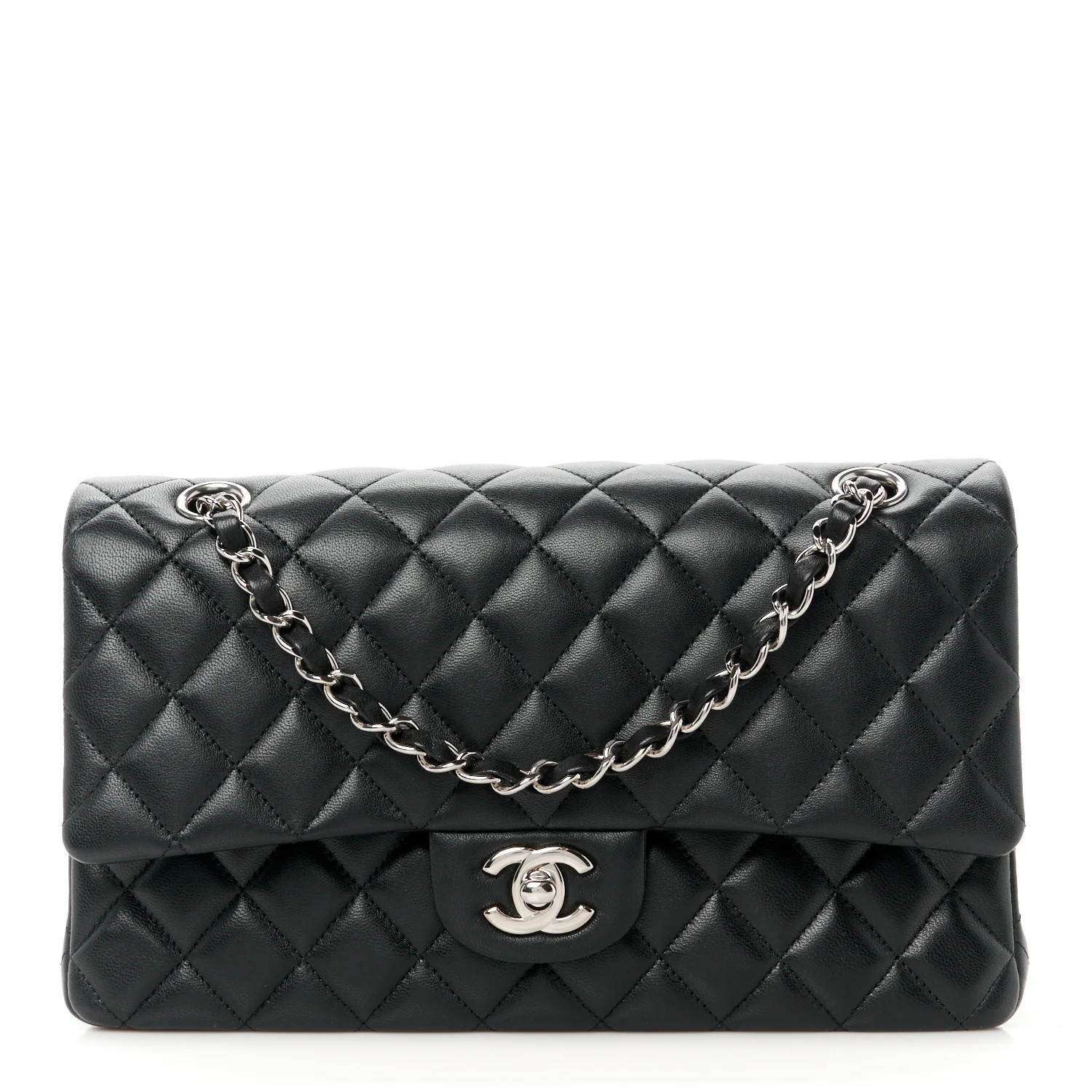 Lambskin Quilted Medium Double Flap Black | FASHIONPHILE (US)