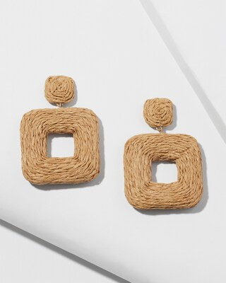 Neutral Raffia Square Earrings | Chico's