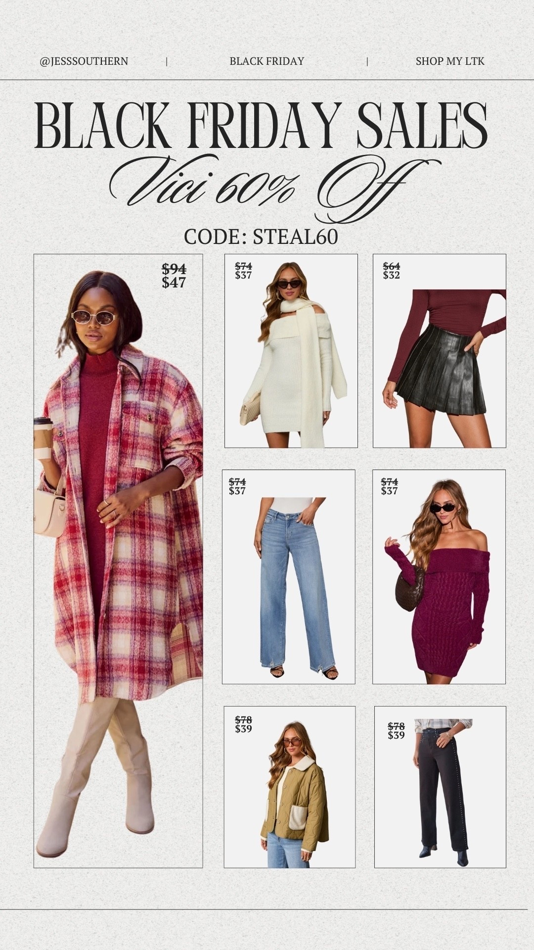 60% OFF SELECT STYLES AT VICI 🤎✨ The pieces I’ve been loving are finally half off, adding to cart ASAP. USE THE CODE STEAL60.

#vicisale #ltkstyle #ltkfinds