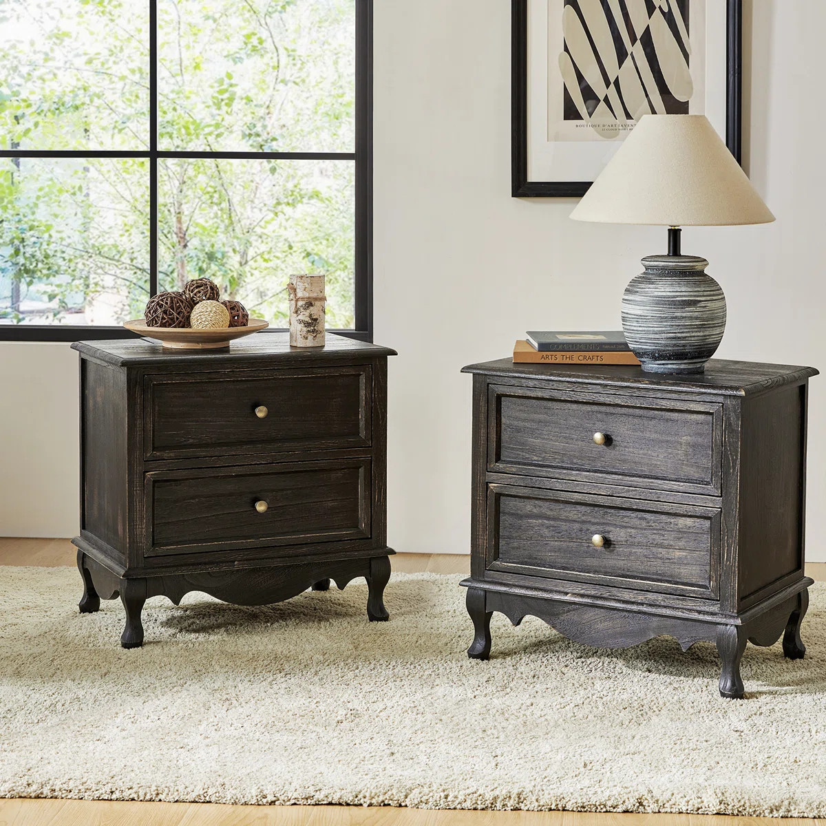 Lundgren Transitional 24'' Tall 2 - Drawer End table with Wood Legs and Charging Station Space  (... | Wayfair North America