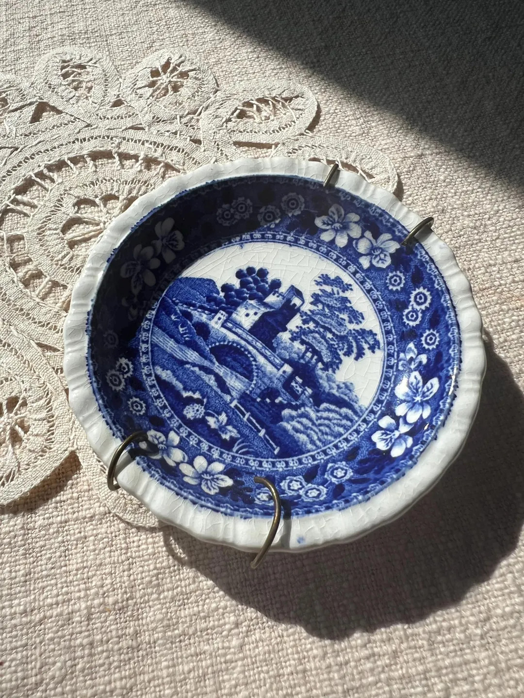 Flow Blue Butter Pat | Copeland England "Spodestower" | Etsy (US)