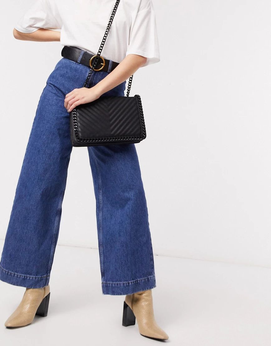 ALDO Greenwald quilted crossbody with chain strap in black | ASOS (Global)