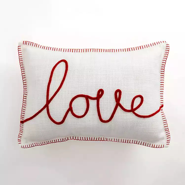White and Red Love Script Pillow | Kirkland's Home