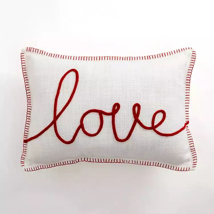 White and Red Love Script Pillow | Kirkland's Home