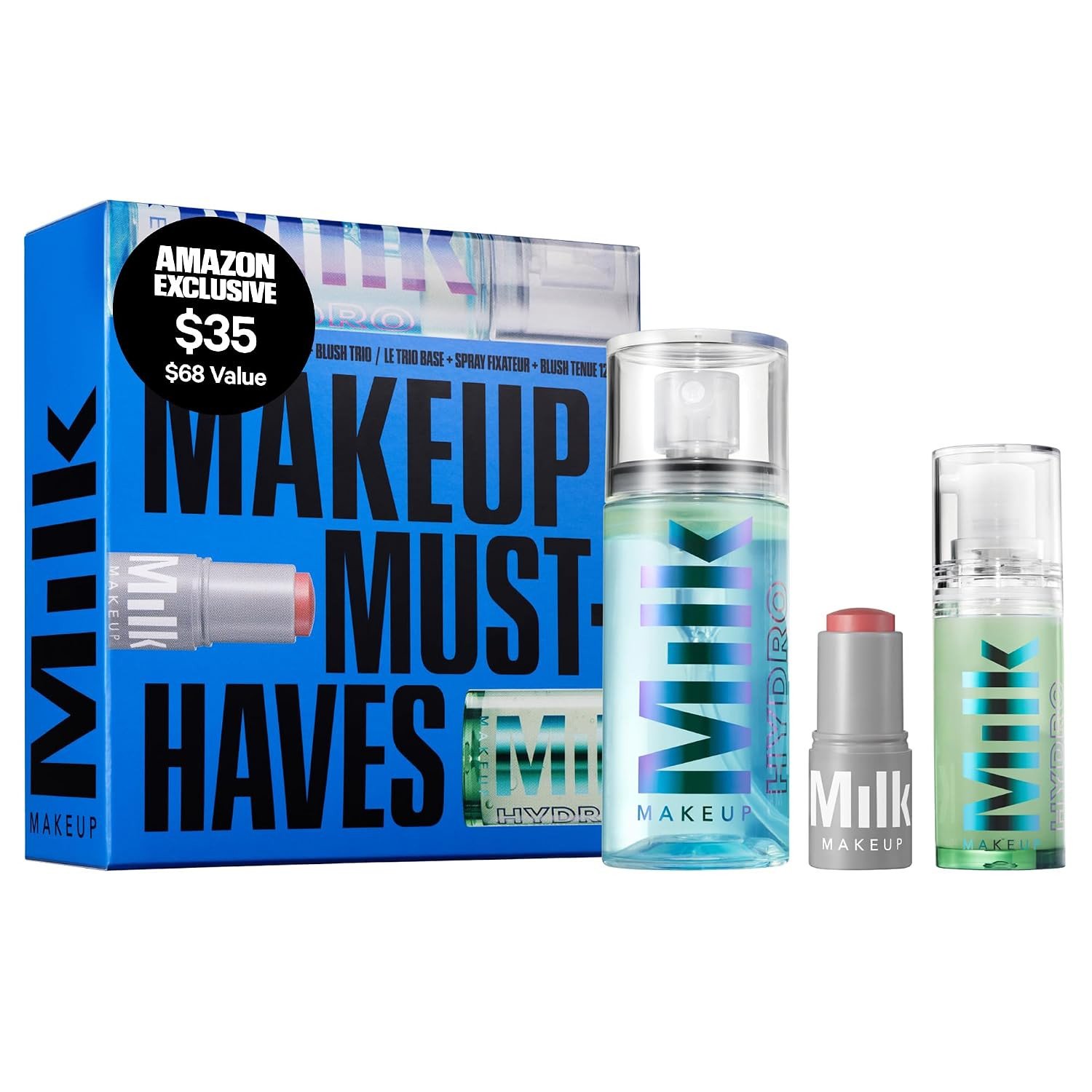 Milk Makeup Mini Must-Haves Set – Includes 12HR Hydrating Face Primer (.33oz) + 12HR Setting Spray for Gripping Makeup (1.69oz) and Multi-Use Cream Blush Stick + Lip Color in Werk (Dusty Rose, 0.10oz) | Amazon (US)